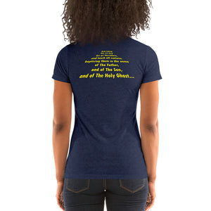 Ladies' "Go Ye" Graphic Tee Navy...Matthew 28:19 KJV